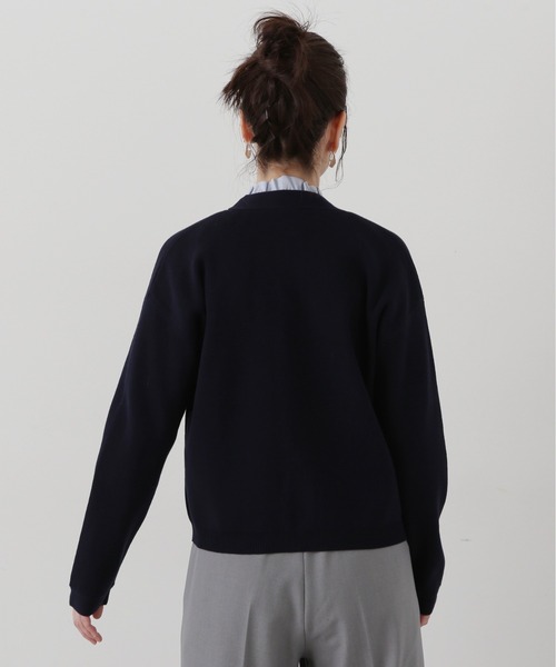 N.（N. Natural Beauty Basic）（エヌエヌナチュラルビューティーベーシック）の「◆総針ニットブルゾン（カーディガン/ボレロ・レディース・グリーン/オフホワイト/ネイビー・MEDIUM）」の17枚目の写真