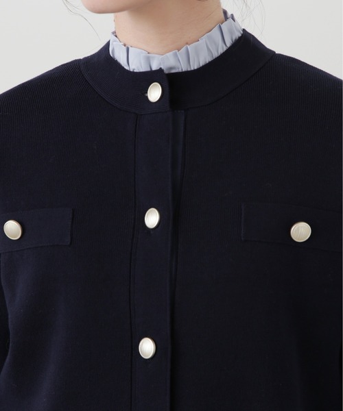 N.（N. Natural Beauty Basic）（エヌエヌナチュラルビューティーベーシック）の「◆総針ニットブルゾン（カーディガン/ボレロ・レディース・グリーン/オフホワイト/ネイビー・MEDIUM）」の18枚目の写真