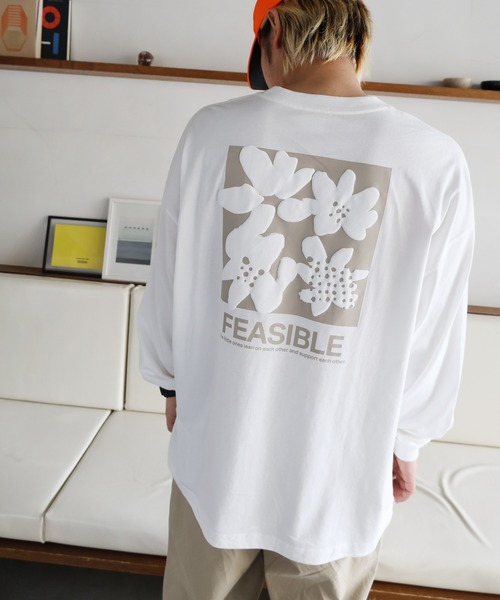 前後ロゴ入りフラワープリント長袖Tシャツ（Tシャツ/カットソー