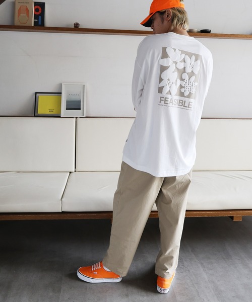 前後ロゴ入りフラワープリント長袖Tシャツ（Tシャツ/カットソー