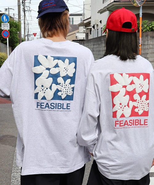 セール】前後ロゴ入りフラワープリント長袖Tシャツ（Tシャツ