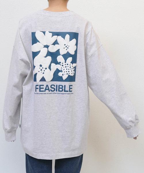 セール】前後ロゴ入りフラワープリント長袖Tシャツ（Tシャツ