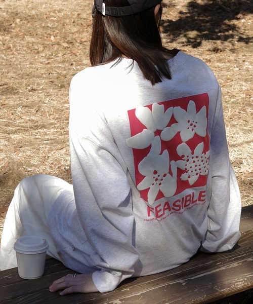 ANME（アンメ）の「前後ロゴ入りフラワープリント長袖Tシャツ（Tシャツ/カットソー・レディース・グレー系その他2/ホワイト系その他/グレー系その他/ホワイト系その他2・M/L）」の8枚目の写真