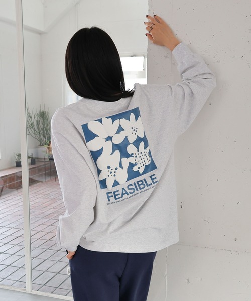 ANME（アンメ）の「前後ロゴ入りフラワープリント長袖Tシャツ（Tシャツ/カットソー・レディース・グレー系その他2/ホワイト系その他/グレー系その他/ホワイト系その他2・M/L）」の6枚目の写真