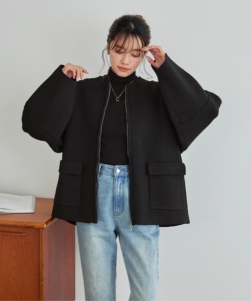 titivate（ティティベイト）の「ランタンスリーブブルゾン（ブルゾン・レディース・ホワイト系その他/ブラック/グレイッシュベージュ/オフホワイト・FREE）」の3枚目の写真