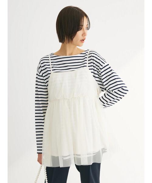 Green　Parks（グリーンパークス）の「チュールキャミビスチェ（ベスト・レディース・ブラック/グレイッシュベージュ/ホワイト系その他2・FREE）」の11枚目の写真