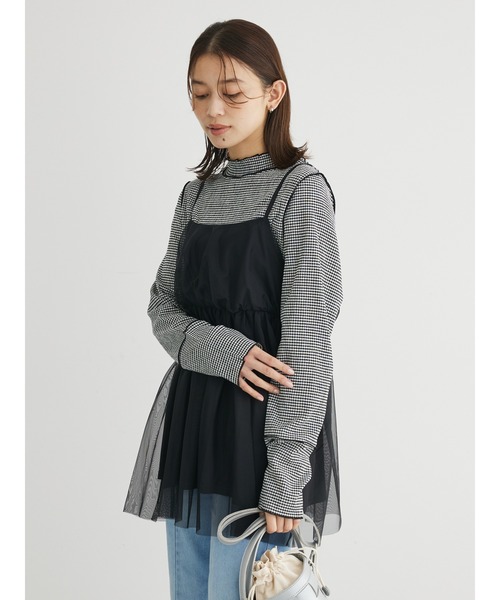 Green　Parks（グリーンパークス）の「チュールキャミビスチェ（ベスト・レディース・ブラック/グレイッシュベージュ/ホワイト系その他2・FREE）」の5枚目の写真