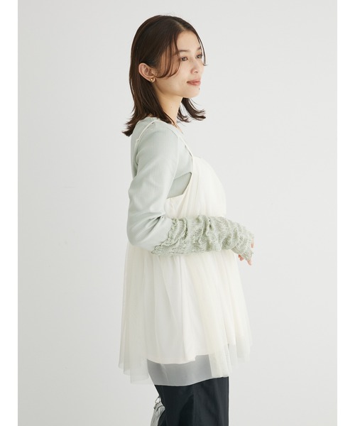 Green　Parks（グリーンパークス）の「チュールキャミビスチェ（ベスト・レディース・ブラック/グレイッシュベージュ/ホワイト系その他2・FREE）」の9枚目の写真