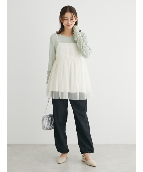 Green　Parks（グリーンパークス）の「チュールキャミビスチェ（ベスト・レディース・ブラック/グレイッシュベージュ/ホワイト系その他2・FREE）」の6枚目の写真