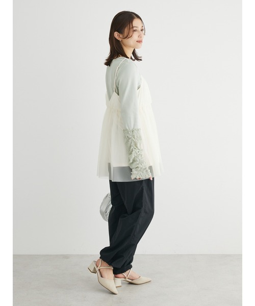 Green　Parks（グリーンパークス）の「チュールキャミビスチェ（ベスト・レディース・ブラック/グレイッシュベージュ/ホワイト系その他2・FREE）」の7枚目の写真