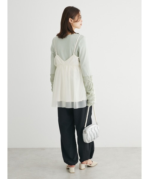 Green　Parks（グリーンパークス）の「チュールキャミビスチェ（ベスト・レディース・ブラック/グレイッシュベージュ/ホワイト系その他2・FREE）」の8枚目の写真