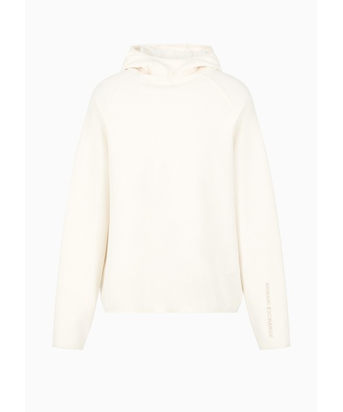 ARMANI EXCHANGE(アルマーニエクスチェンジ)の「【A|X アルマーニ エクスチェンジ】AXロゴ フーデッドモックネックスウェットパーカー(スウェット・メンズ・アイボリー/ネイビー・X-SMALL/LARGE/MEDIUM/SMALL/XX-LARGE/X-LARGE)」の8枚目の写真