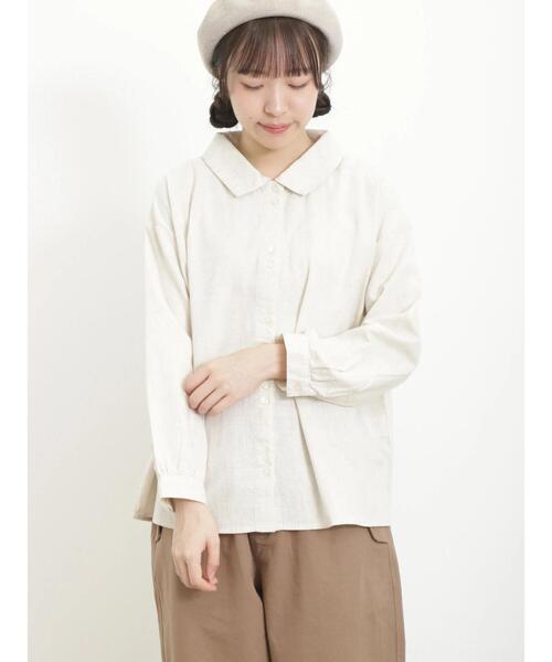 Samansa Mos2（サマンサ モスモス）の「二つ並びボタンシャツ（シャツ/ブラウス・レディース・チャコールグレー/キナリ/イエロー/ベージュ・F）」の2枚目の写真