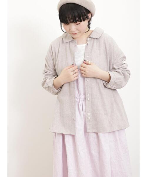 Samansa Mos2（サマンサ モスモス）の「二つ並びボタンシャツ（シャツ/ブラウス・レディース・チャコールグレー/キナリ/イエロー/ベージュ・F）」の5枚目の写真