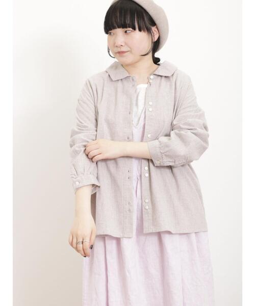 Samansa Mos2（サマンサ モスモス）の「二つ並びボタンシャツ（シャツ/ブラウス・レディース・チャコールグレー/キナリ/イエロー/ベージュ・F）」の6枚目の写真