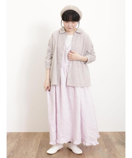 Samansa Mos2（サマンサ モスモス）の「二つ並びボタンシャツ（シャツ/ブラウス・レディース・チャコールグレー/キナリ/イエロー/ベージュ・F）」の8枚目の写真