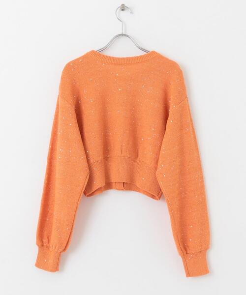 HEYUMM（ヘユム）の「クロップドスパンコールカーディガン（カーディガン/ボレロ・レディース・オレンジ/アイボリー/グレー・ONE）」の9枚目の写真