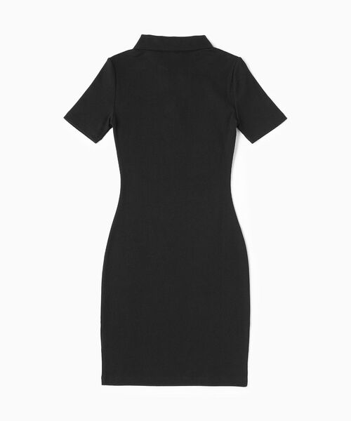 Calvin Klein(カルバン・クライン)の「ポロカラー リブニット ショートスリーブ ワンピース(ワンピース・レディース・ブラック・M/S/XS/L)」の7枚目の写真