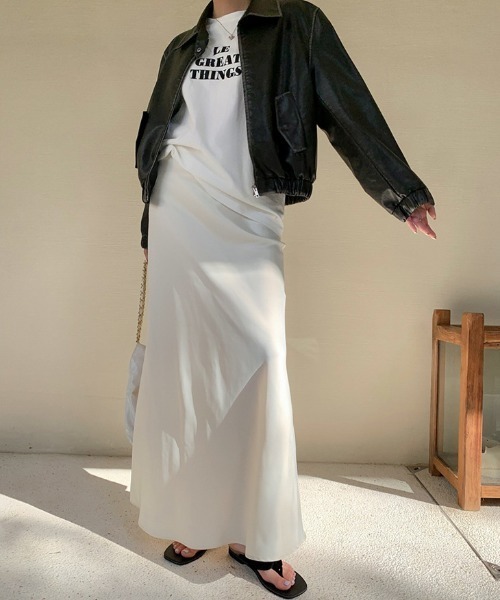 FREE STYLISTS（フリー スタイリスト）の「YUGA_YGMC サテン マーメイドロングスカート（スカート・レディース・ブラック/オフホワイト/シャンパン・FREE）」の18枚目の写真