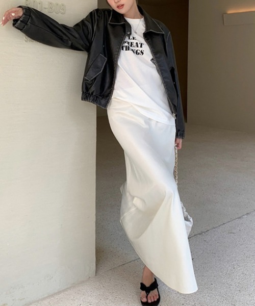 FREE STYLISTS（フリー スタイリスト）の「YUGA_YGMC サテン マーメイドロングスカート（スカート・レディース・ブラック/オフホワイト/シャンパン・FREE）」の19枚目の写真