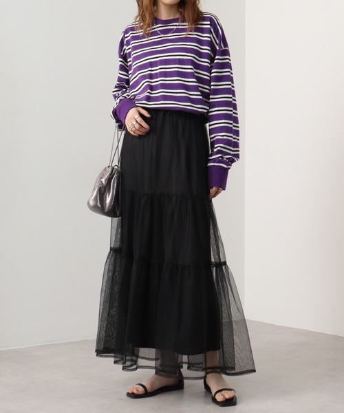 FUNALIVE（ファンアライブ）の「Classic multi-border T-shirt / ボーダーマルチボーダーロンT unisex（Tシャツ/カットソー・メンズ・ブラック/ベージュ/パープル/ネイビー/グリーン/チャコール・XL/L/M）」の21枚目の写真