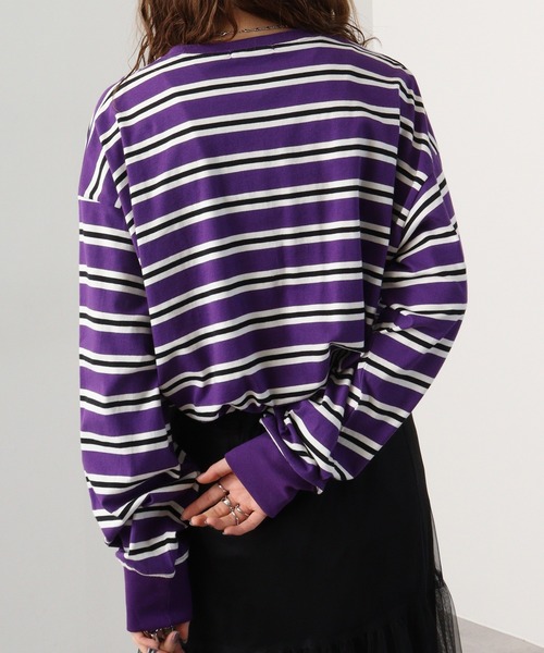 FUNALIVE（ファンアライブ）の「Classic multi-border T-shirt / ボーダーマルチボーダーロンT unisex（Tシャツ/カットソー・メンズ・ブラック/ベージュ/パープル/ネイビー/グリーン/チャコール・XL/L/M）」の19枚目の写真