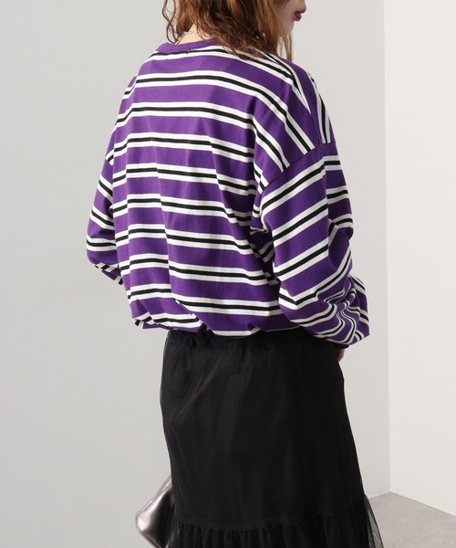 FUNALIVE（ファンアライブ）の「Classic multi-border T-shirt / ボーダーマルチボーダーロンT unisex（Tシャツ/カットソー・メンズ・ブラック/ベージュ/パープル/ネイビー/グリーン/チャコール・XL/L/M）」の20枚目の写真