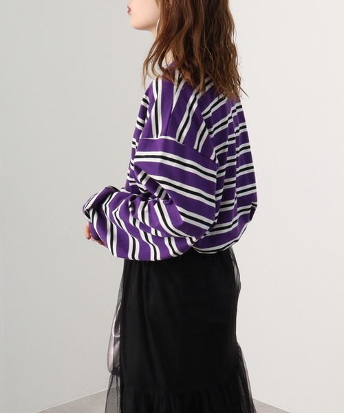 FUNALIVE（ファンアライブ）の「Classic multi-border T-shirt / ボーダーマルチボーダーロンT unisex（Tシャツ/カットソー・メンズ・ブラック/ベージュ/パープル/ネイビー/グリーン/チャコール・XL/L/M）」の18枚目の写真