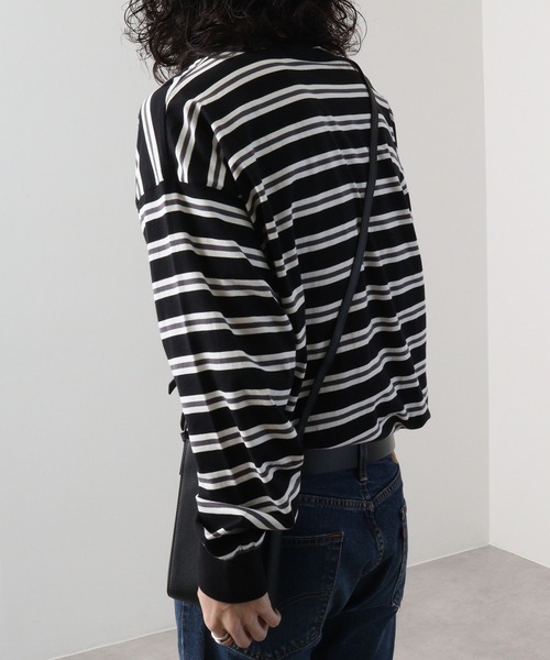 FUNALIVE（ファンアライブ）の「Classic multi-border T-shirt / ボーダーマルチボーダーロンT unisex（Tシャツ/カットソー・メンズ・ブラック/ベージュ/パープル/ネイビー/グリーン/チャコール・XL/L/M）」の8枚目の写真