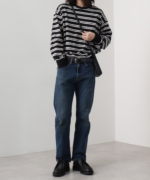 FUNALIVE（ファンアライブ）の「Classic multi-border T-shirt / ボーダーマルチボーダーロンT unisex（Tシャツ/カットソー・メンズ・ブラック/ベージュ/パープル/ネイビー/グリーン/チャコール・XL/L/M）」の11枚目の写真