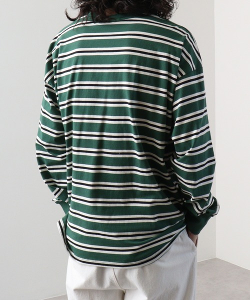 FUNALIVE（ファンアライブ）の「Classic multi-border T-shirt / ボーダーマルチボーダーロンT unisex（Tシャツ/カットソー・メンズ・ブラック/ベージュ/パープル/ネイビー/グリーン/チャコール・XL/L/M）」の14枚目の写真