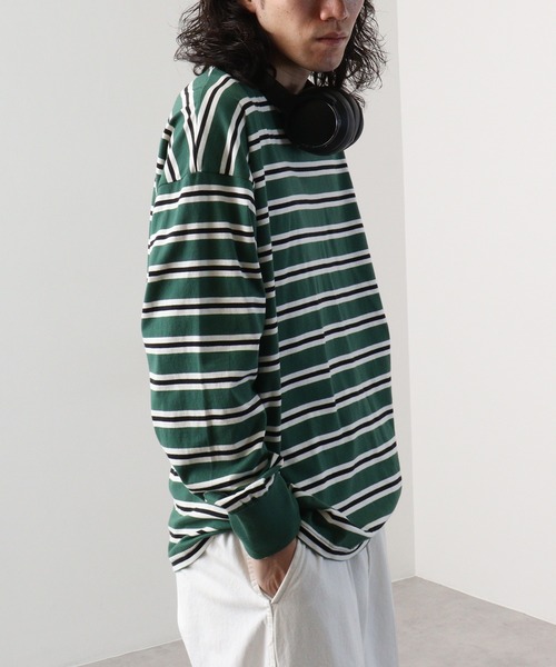 FUNALIVE（ファンアライブ）の「Classic multi-border T-shirt / ボーダーマルチボーダーロンT unisex（Tシャツ/カットソー・メンズ・ブラック/ベージュ/パープル/ネイビー/グリーン/チャコール・XL/L/M）」の15枚目の写真