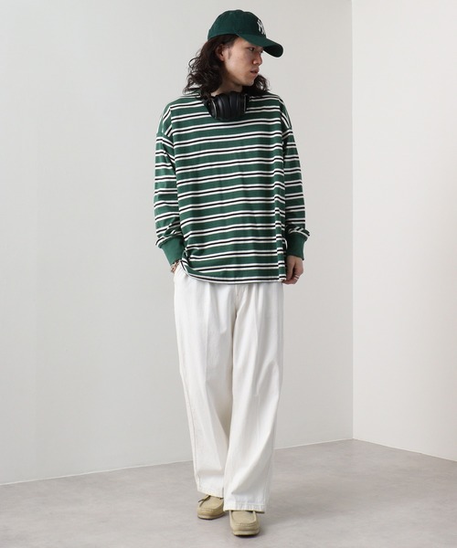 FUNALIVE（ファンアライブ）の「Classic multi-border T-shirt / ボーダーマルチボーダーロンT unisex（Tシャツ/カットソー・メンズ・ブラック/ベージュ/パープル/ネイビー/グリーン/チャコール・XL/L/M）」の16枚目の写真