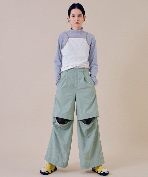 THE GOODLAND MARKET(ザグッドランドマーケット)の「cwtch ORGANIC CT BICOLOR CAMISOLE(キャミソール・レディース・オフホワイト/チャコールグレー/ベージュ・ONE)」の5枚目の写真