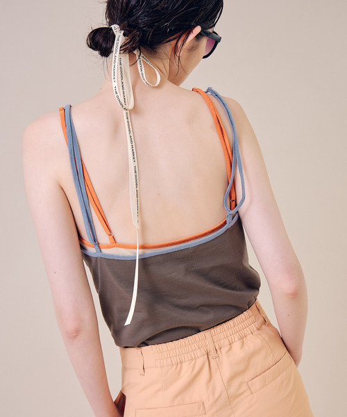 THE GOODLAND MARKET(ザグッドランドマーケット)の「cwtch ORGANIC CT BICOLOR CAMISOLE(キャミソール・レディース・オフホワイト/チャコールグレー/ベージュ・ONE)」の13枚目の写真