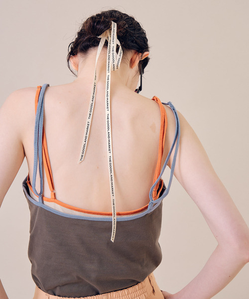 THE GOODLAND MARKET(ザグッドランドマーケット)の「cwtch ORGANIC CT BICOLOR CAMISOLE(キャミソール・レディース・オフホワイト/チャコールグレー/ベージュ・ONE)」の14枚目の写真
