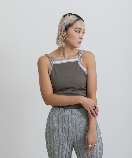 THE GOODLAND MARKET(ザグッドランドマーケット)の「cwtch ORGANIC CT BICOLOR CAMISOLE(キャミソール・レディース・オフホワイト/チャコールグレー/ベージュ・ONE)」の16枚目の写真