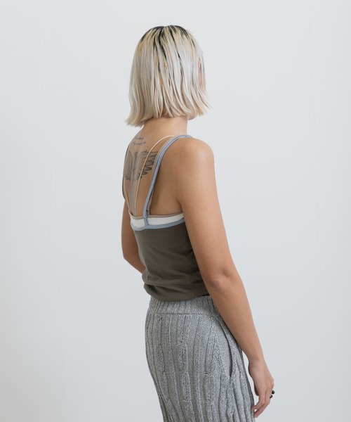 THE GOODLAND MARKET(ザグッドランドマーケット)の「cwtch ORGANIC CT BICOLOR CAMISOLE(キャミソール・レディース・オフホワイト/チャコールグレー/ベージュ・ONE)」の17枚目の写真