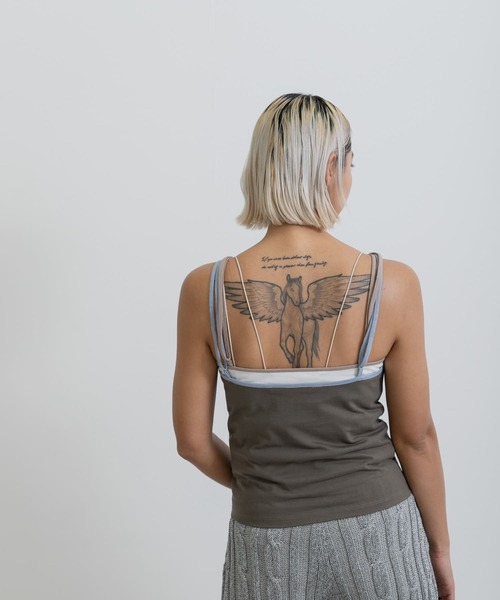 THE GOODLAND MARKET(ザグッドランドマーケット)の「cwtch ORGANIC CT BICOLOR CAMISOLE(キャミソール・レディース・オフホワイト/チャコールグレー/ベージュ・ONE)」の18枚目の写真