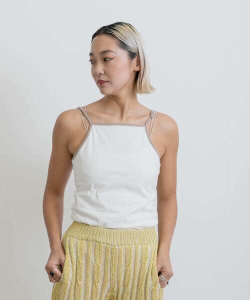 THE GOODLAND MARKET(ザグッドランドマーケット)の「cwtch ORGANIC CT BICOLOR CAMISOLE(キャミソール・レディース・オフホワイト/チャコールグレー/ベージュ・ONE)」の20枚目の写真