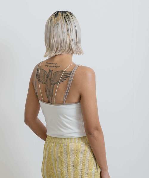 THE GOODLAND MARKET(ザグッドランドマーケット)の「cwtch ORGANIC CT BICOLOR CAMISOLE(キャミソール・レディース・オフホワイト/チャコールグレー/ベージュ・ONE)」の22枚目の写真