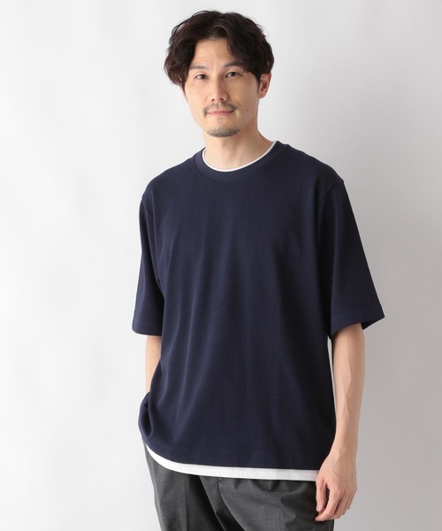 【関税込み】We11done グレー＆ブラック レイヤード 長袖Tシャツ セール】クルーネックレイヤードCOOL/半袖/986807（Tシャツ