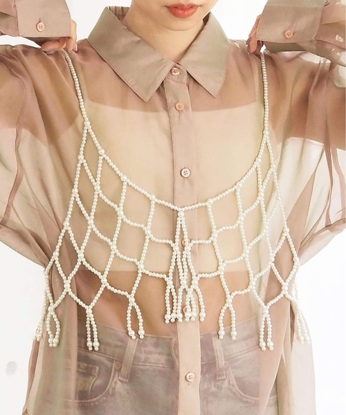 tiptop(ティップトップ)の「パールビスチェ(キャミソール・レディース・ホワイト系その他/ブラック系その他・FREE)」の12枚目の写真