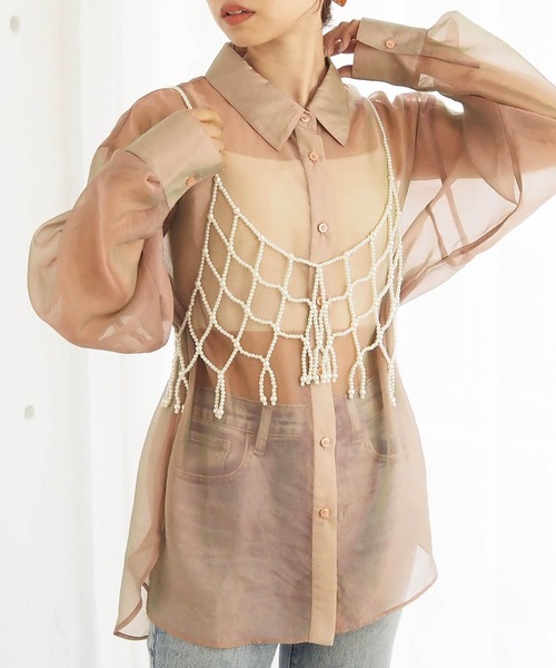 tiptop(ティップトップ)の「パールビスチェ(キャミソール・レディース・ホワイト系その他/ブラック系その他・FREE)」の10枚目の写真