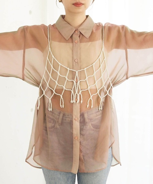 tiptop(ティップトップ)の「パールビスチェ(キャミソール・レディース・ホワイト系その他/ブラック系その他・FREE)」の5枚目の写真