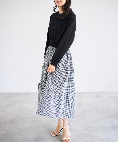 tocco closet(トッコ クローゼット)の「【ZOZO限定】ギンガムチェックドッキングワンピース(ワンピース・レディース・グレー/ブラック・M)」の13枚目の写真
