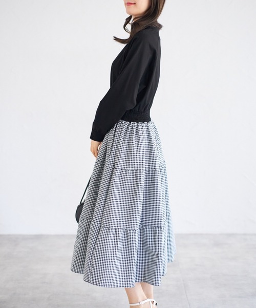 tocco closet(トッコ クローゼット)の「【ZOZO限定】ギンガムチェックドッキングワンピース(ワンピース・レディース・グレー/ブラック・M)」の11枚目の写真
