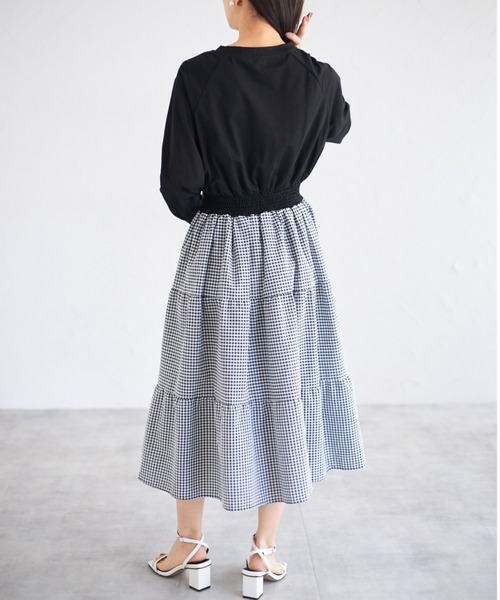tocco closet(トッコ クローゼット)の「【ZOZO限定】ギンガムチェックドッキングワンピース(ワンピース・レディース・グレー/ブラック・M)」の9枚目の写真