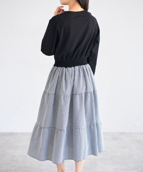 tocco closet(トッコ クローゼット)の「【ZOZO限定】ギンガムチェックドッキングワンピース(ワンピース・レディース・グレー/ブラック・M)」の8枚目の写真