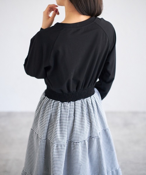 tocco closet(トッコ クローゼット)の「【ZOZO限定】ギンガムチェックドッキングワンピース(ワンピース・レディース・グレー/ブラック・M)」の7枚目の写真